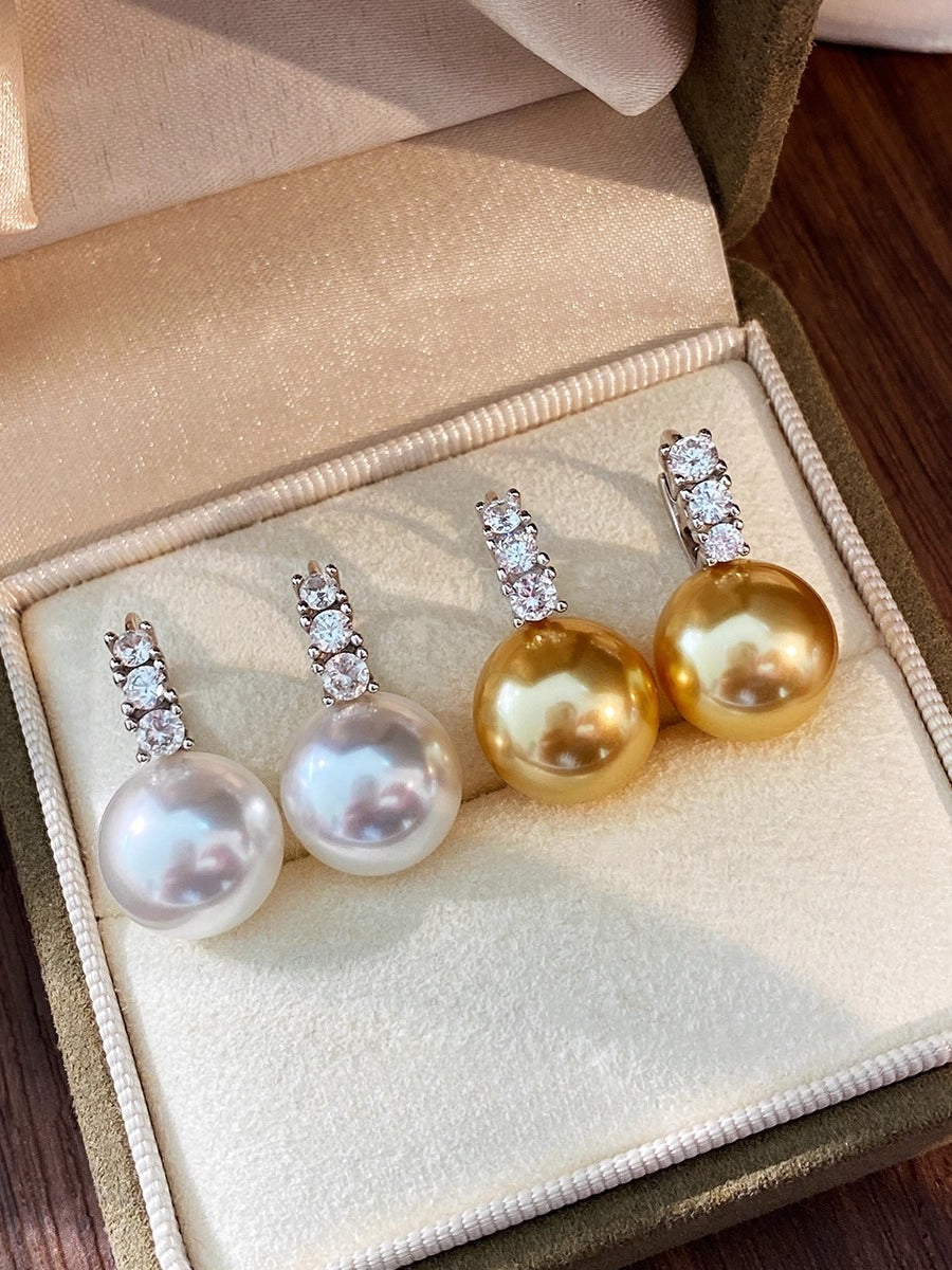 White Pearl Ear Buckle Earrings for Women | Light Luxury & Premium Design | S925 Sterling Silver | Versatile Temperament Diamond Earrings