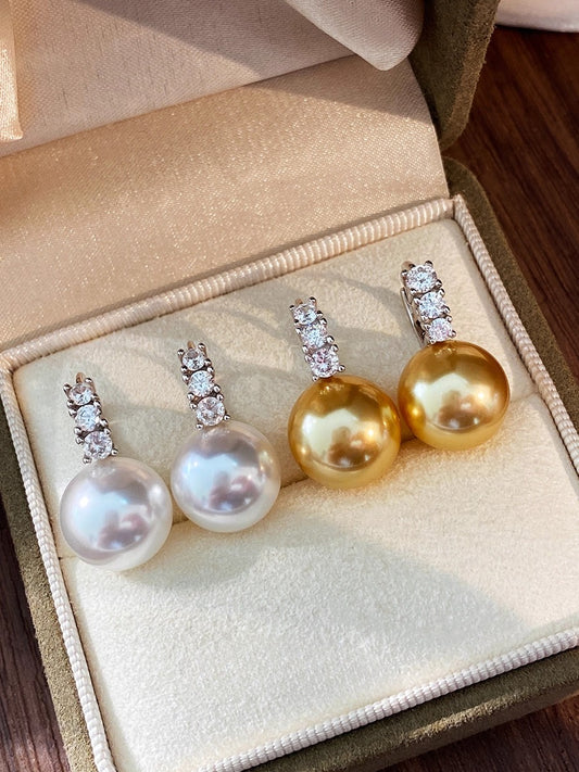 White Pearl Ear Buckle Earrings for Women | Light Luxury & Premium Design | S925 Sterling Silver | Versatile Temperament Diamond Earrings