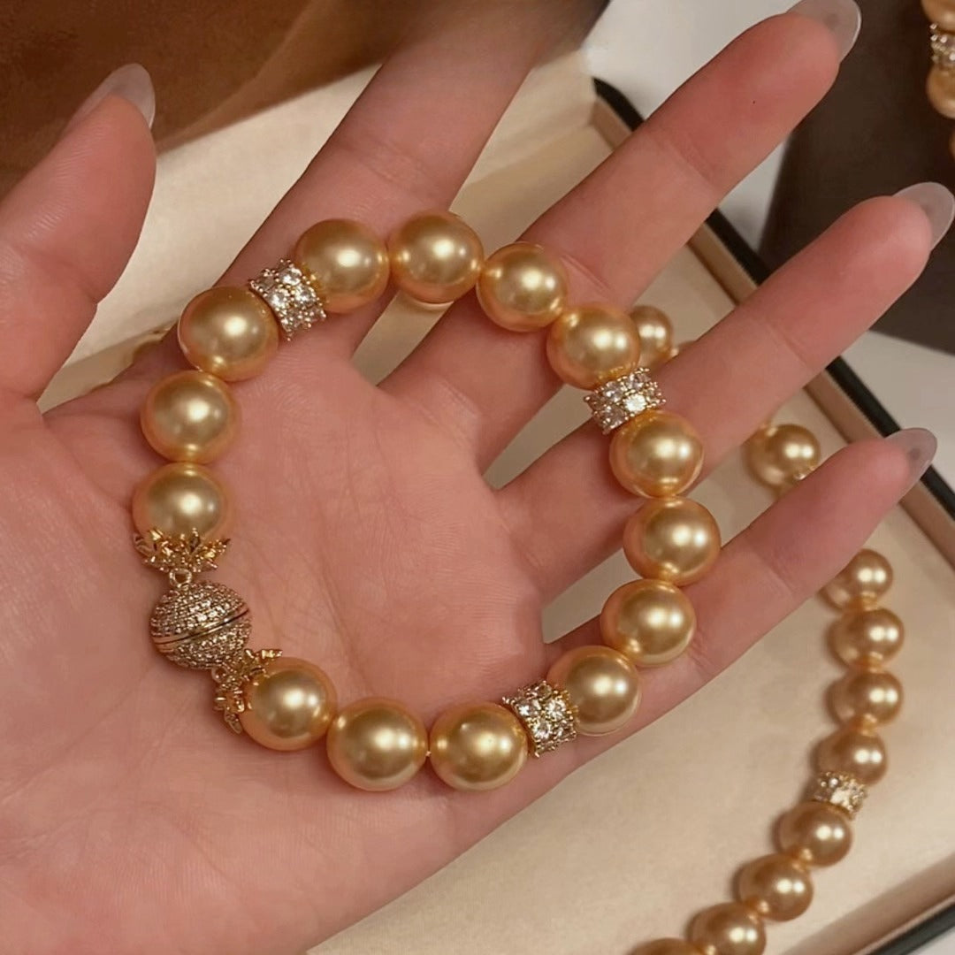 12mm Gold South Sea Pearl Bracelet - Luxury South Sea Pearls - Premium Collection