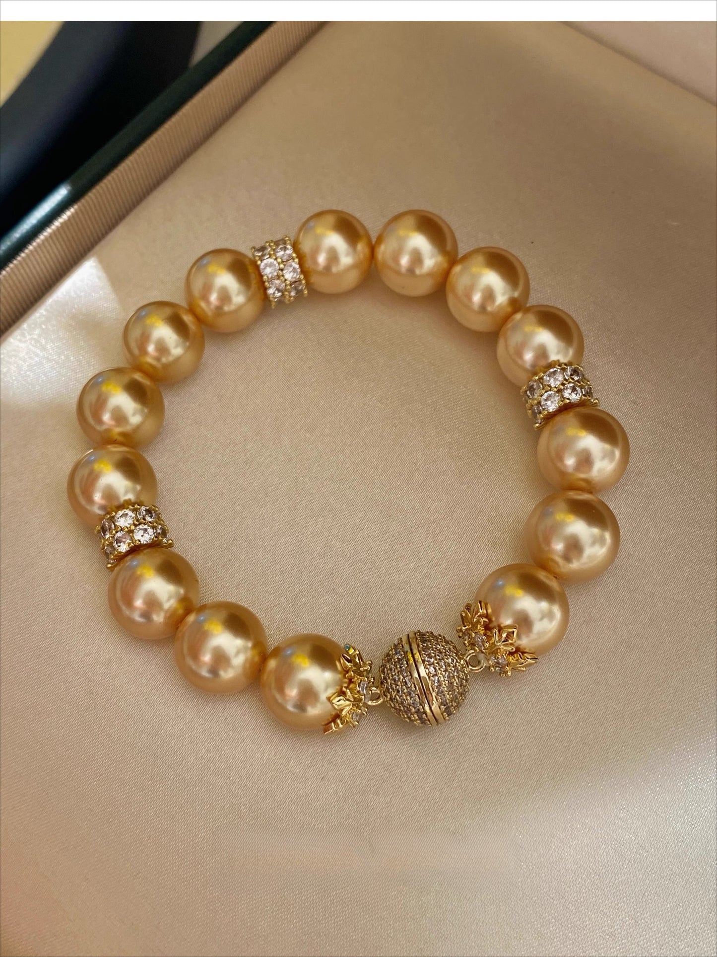 12mm Gold South Sea Pearl Bracelet - Luxury South Sea Pearls - Premium Collection