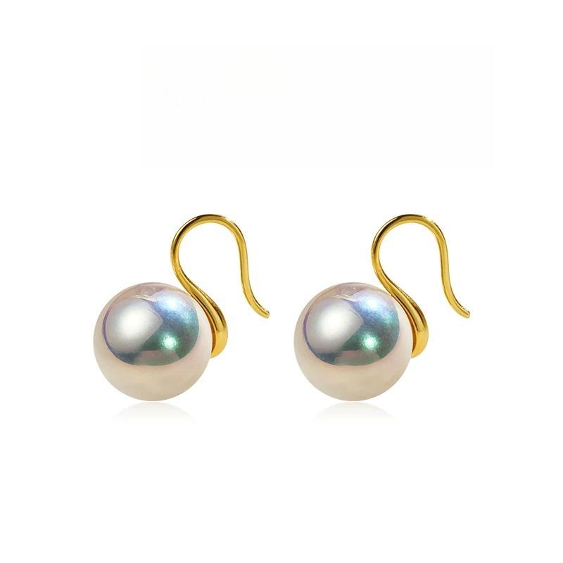 12mm Light Luxury Iridescent Pink shell Pearl Earrings High Heel Earrings for Women Gift Graduation Party Elegant Jewelry