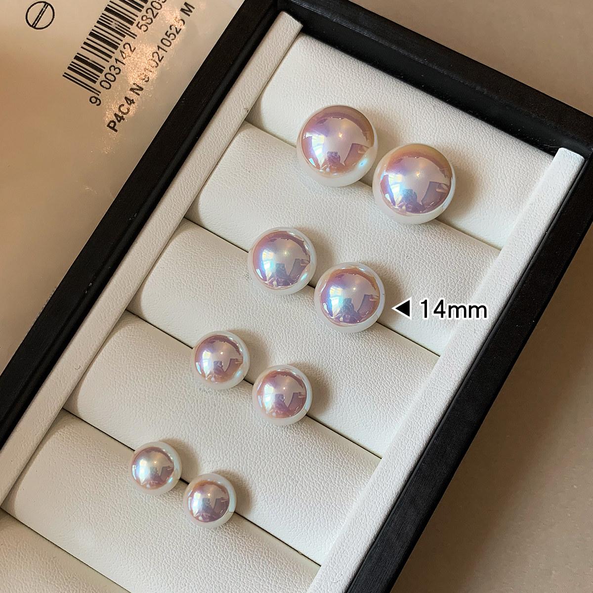 Stunning 925 Silver Pearl 12mm 14mm 16mmStud Earrings for Women Luxury Gift Trendy Flat Round Design Hypoallergenic Ear Accessories