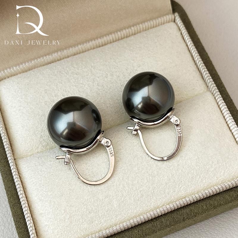 Bucket crystal pearl oversized earrings, light luxury high-end earrings S925 silver teapot ear buckles