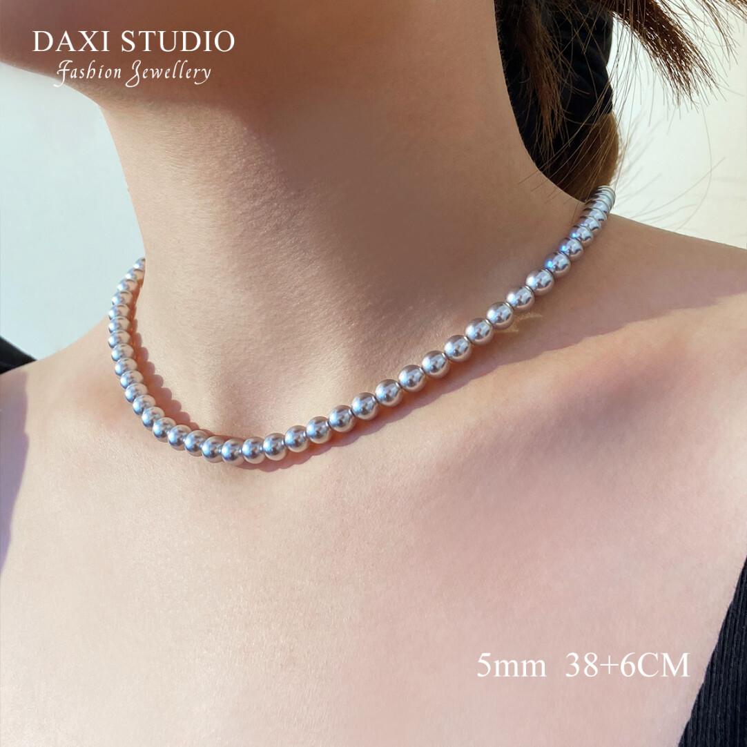Gray pearl necklace high cold temperament high sense necklace