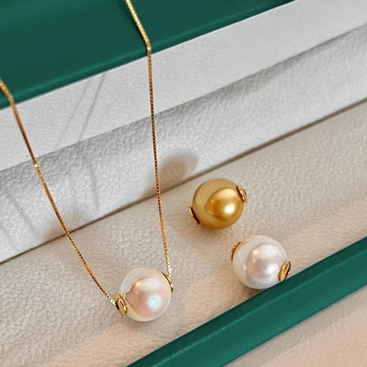 Pearl Necklace, Pendant Women, Gold Single Color Bone Chain Niche DIY Necklace 10mm 12mm 14mm Gifts