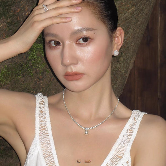 925 sterling silver broken silver pearl necklace women, summer accessories light luxury, temperament neck chain