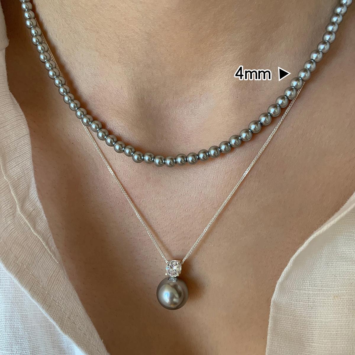 S925 sterling silver, single pearl pendant necklace, collarbone chain neck chain, white, gray pearl baby beads, can be stacked.