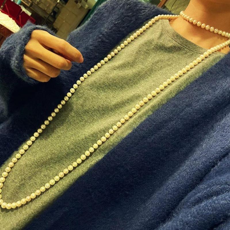 9-10MM 60inch natural freshwater pearls, long necklaces, sweater chain necklaces, a variety of ways to wear, suitable for mother's birthday gifts