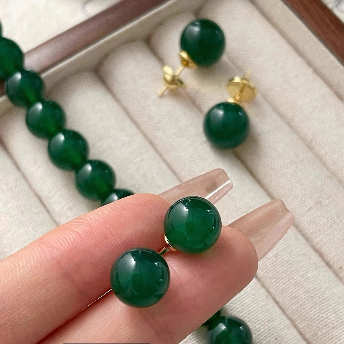 Green Pearl Stud Earrings | 2025 New Trend for Women | Chinese Style | S925 Silver Needle | Light Luxury & Popular Design