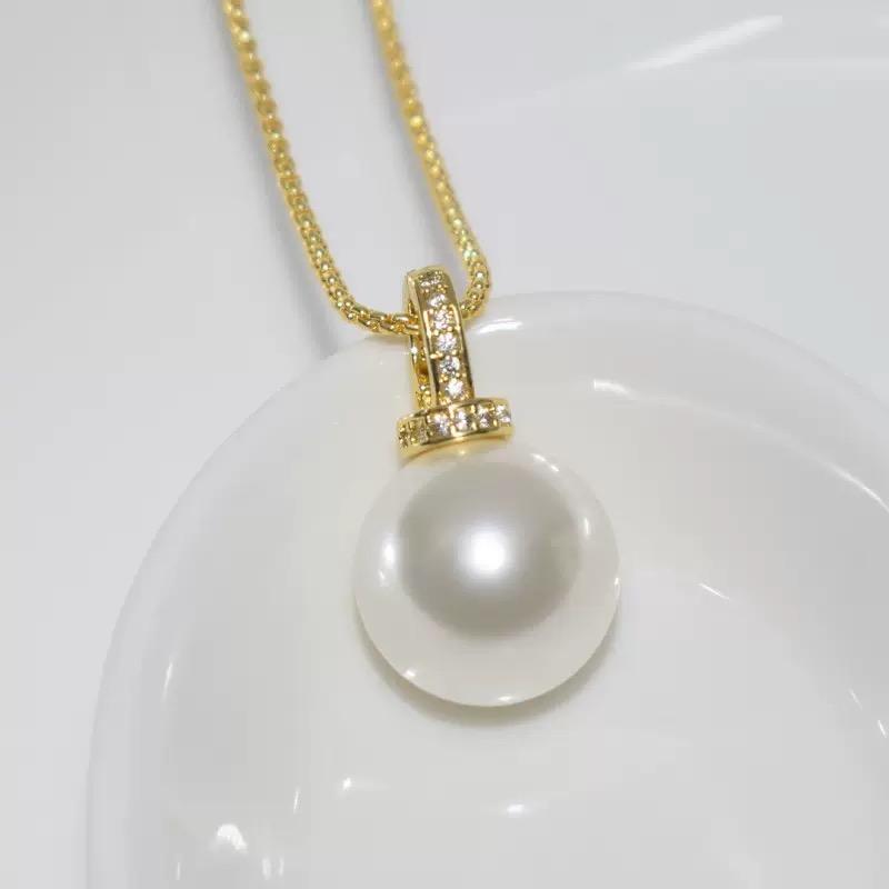 Pearl pendant 12mm 14mm, white, gold single pearl pendant, necklace can match with necklace, bracelet etc, without chain