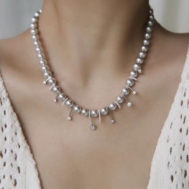 6mm Shell Pearl Necklace Elegant Minimalist Beads Necklace Luxury Starfall Design Jewelry for Women Birthday Gift
