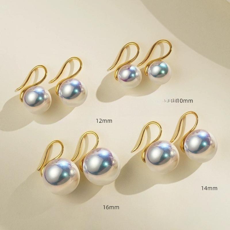 12mm Light Luxury Iridescent Pink shell Pearl Earrings High Heel Earrings for Women Gift Graduation Party Elegant Jewelry