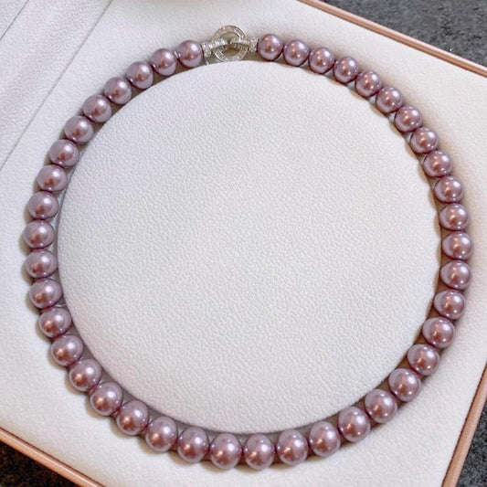 Purple, natural Australian mother shell pearl necklace, popular, light luxury niche high-end neck chain, suitable for graduation ceremonies, birthday gifts, Mother's Day gifts