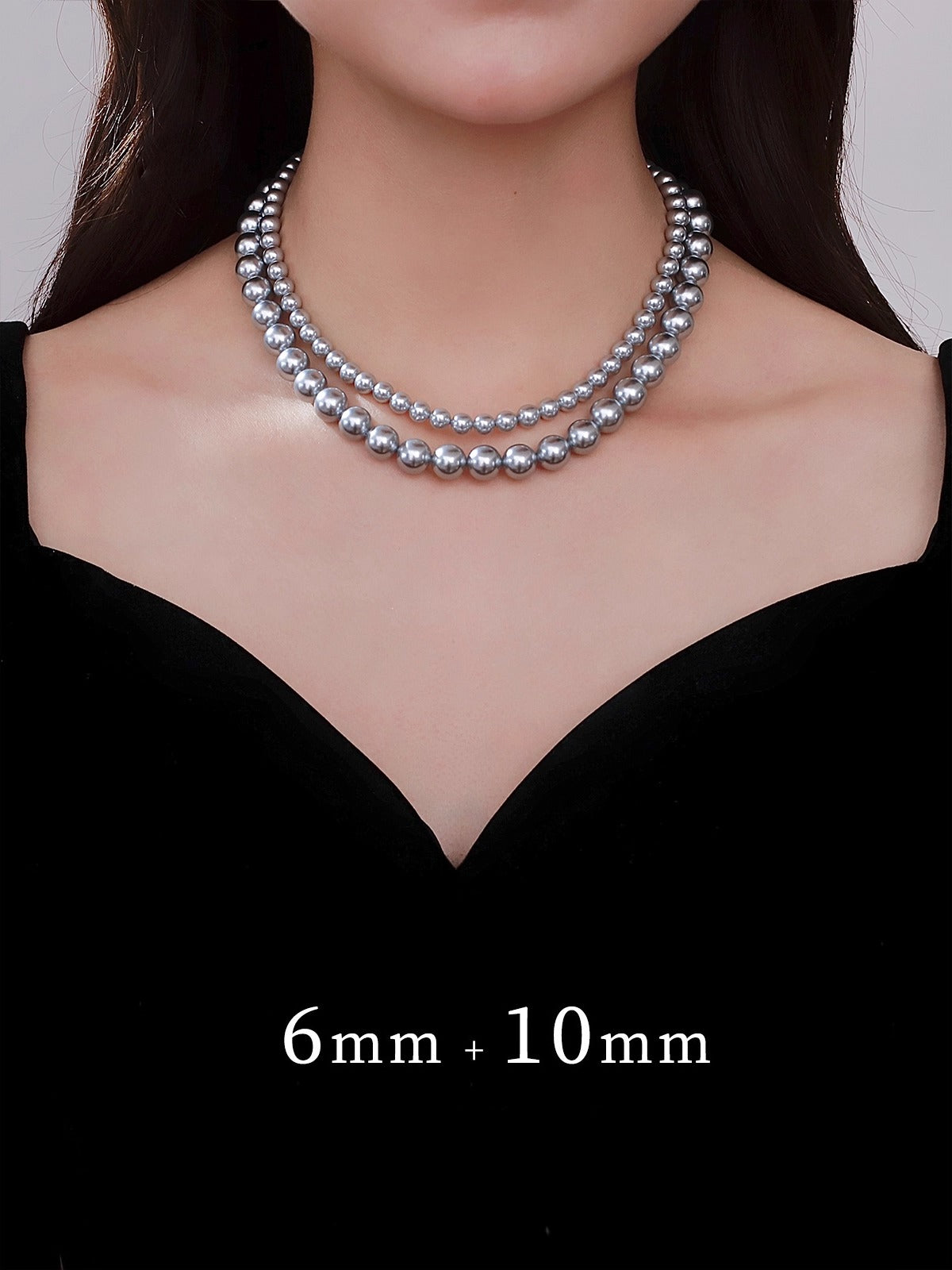 2025 New Women's Platinum Gray Pearl Necklace – 8mm Real Hemp Clavicle Chain Accessory