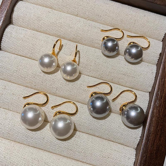 999 sterling silver, grey pearl stud earrings for women, high heels, earrings.