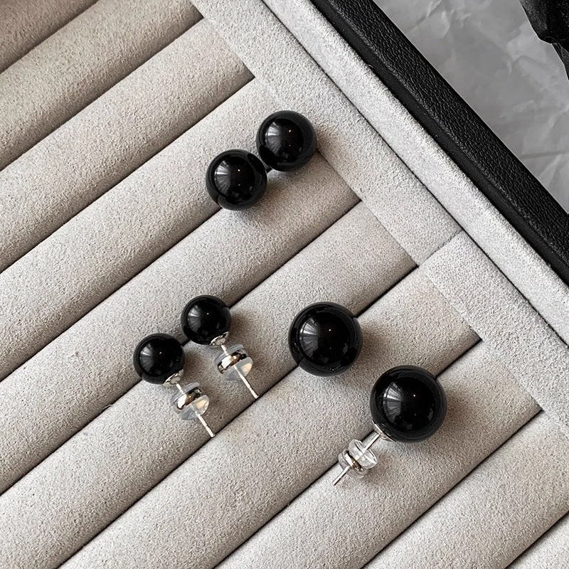 Black Pearl Stud Earrings for Women | 2025 New High-End Light Luxury | Exquisite Niche Design | Temperament Atmospheric Earrings