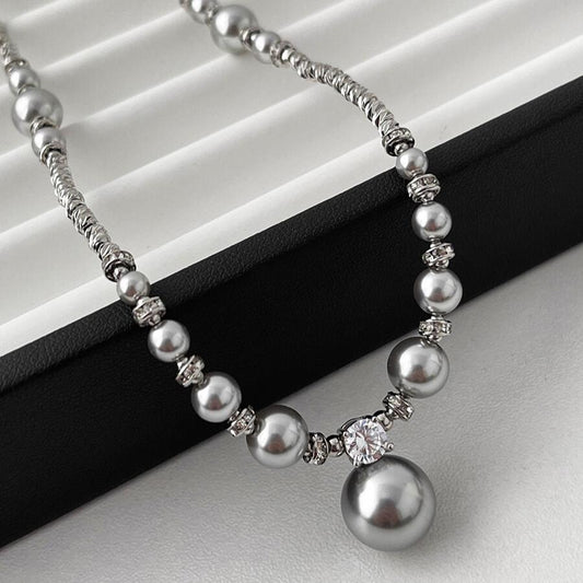 Gray Pearl Necklace Exquisite Niche Premium Gray Clavicle Necklace