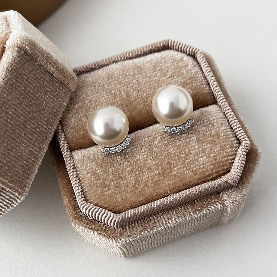 Pearl stud earrings niche high-end earrings 10mm