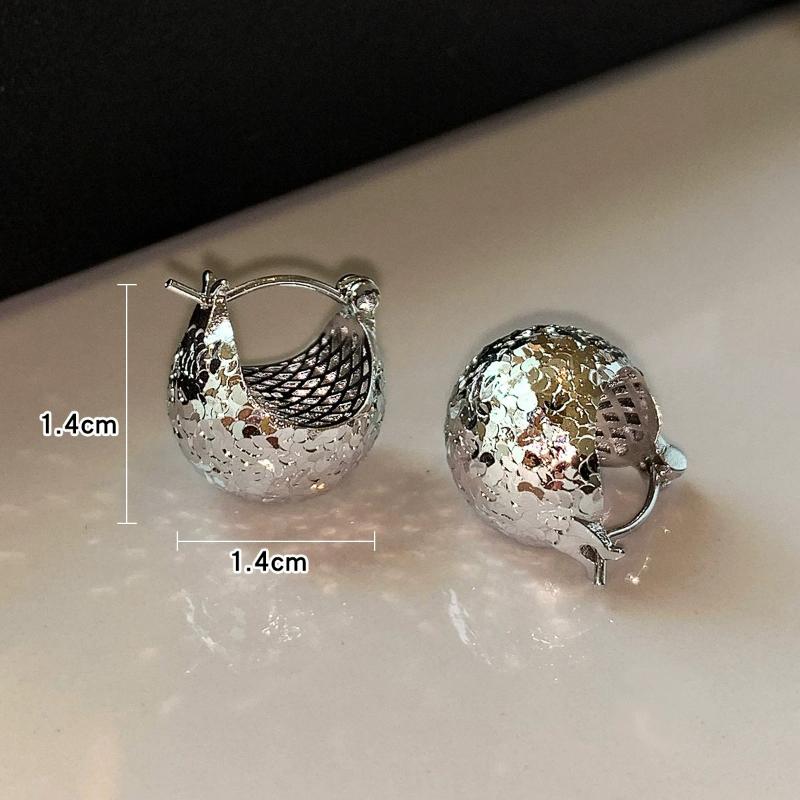 Silver crushed ice ice ball ear buckle women's cold sense temperament light luxury niche high sense 2026 new earrings earrings