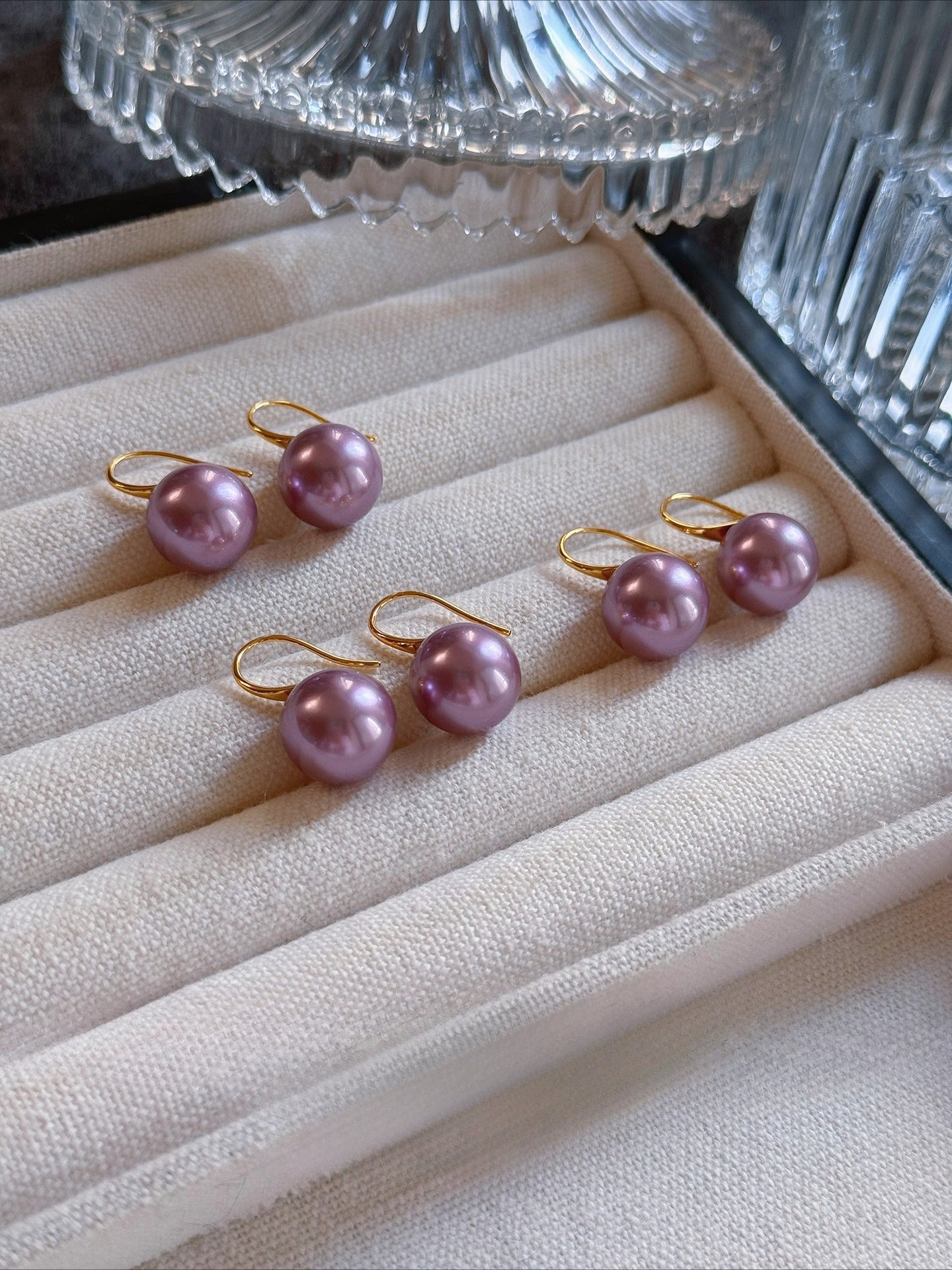 Violet Pearl Ear Hook Earrings for Women | 2025 New Trend | Light Luxury Niche Design | High Heels Style | Sterling Silver with High-End Appeal