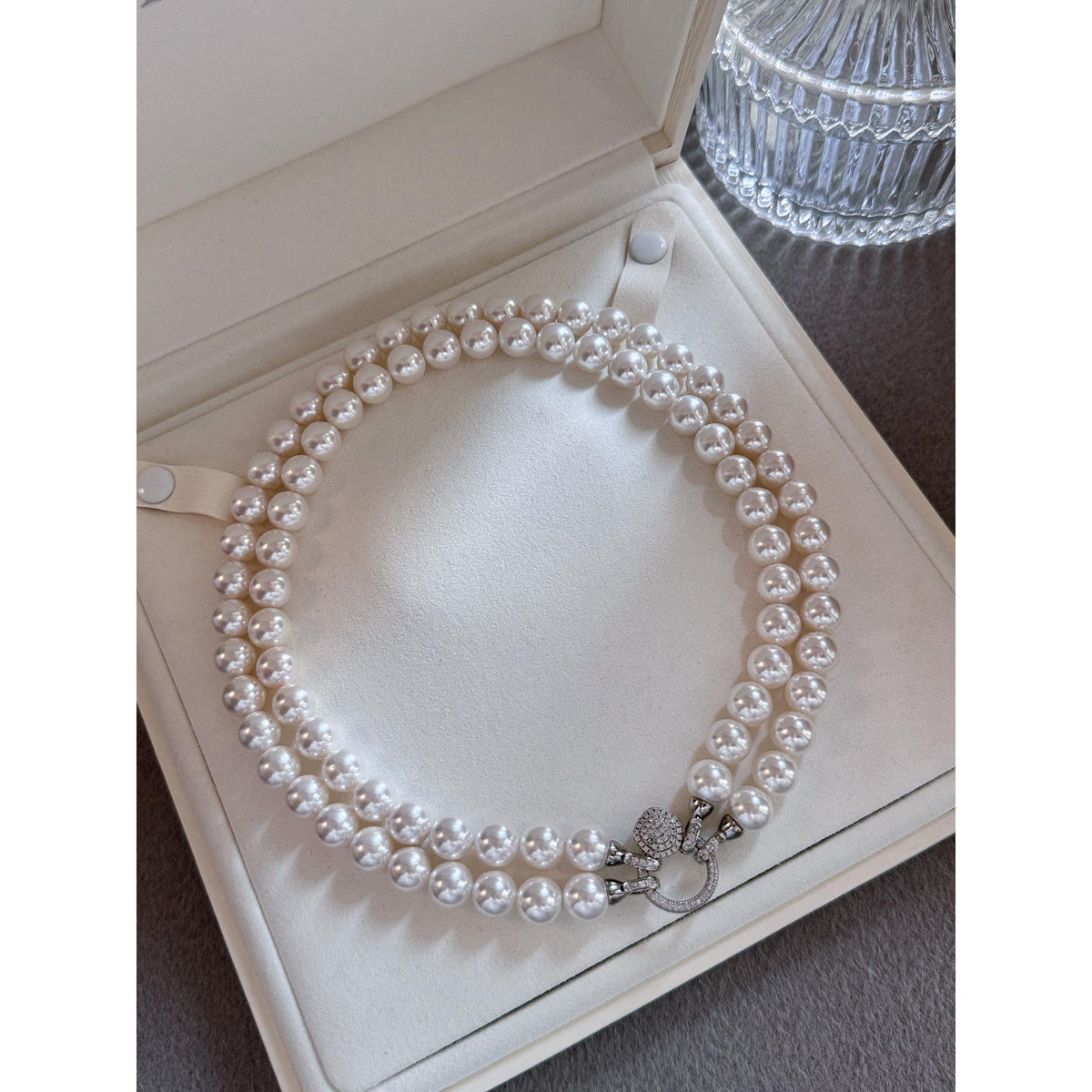2 Layer Pearl Necklace Double Stack Light Luxury Niche Design 8mm 10mm Detachable Into 2 Separate Necklaces Multiple Ways To Wear Sweater Chain