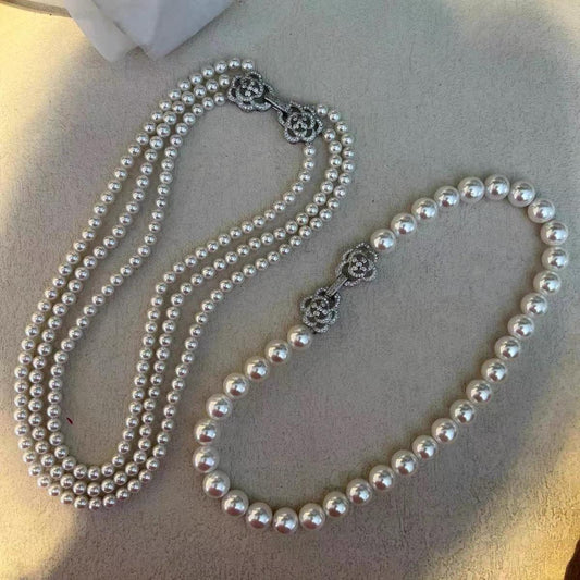 Pearl necklace four seasons sweater chain shell pearl mother shell versatile fashion simple elegant sweater chain