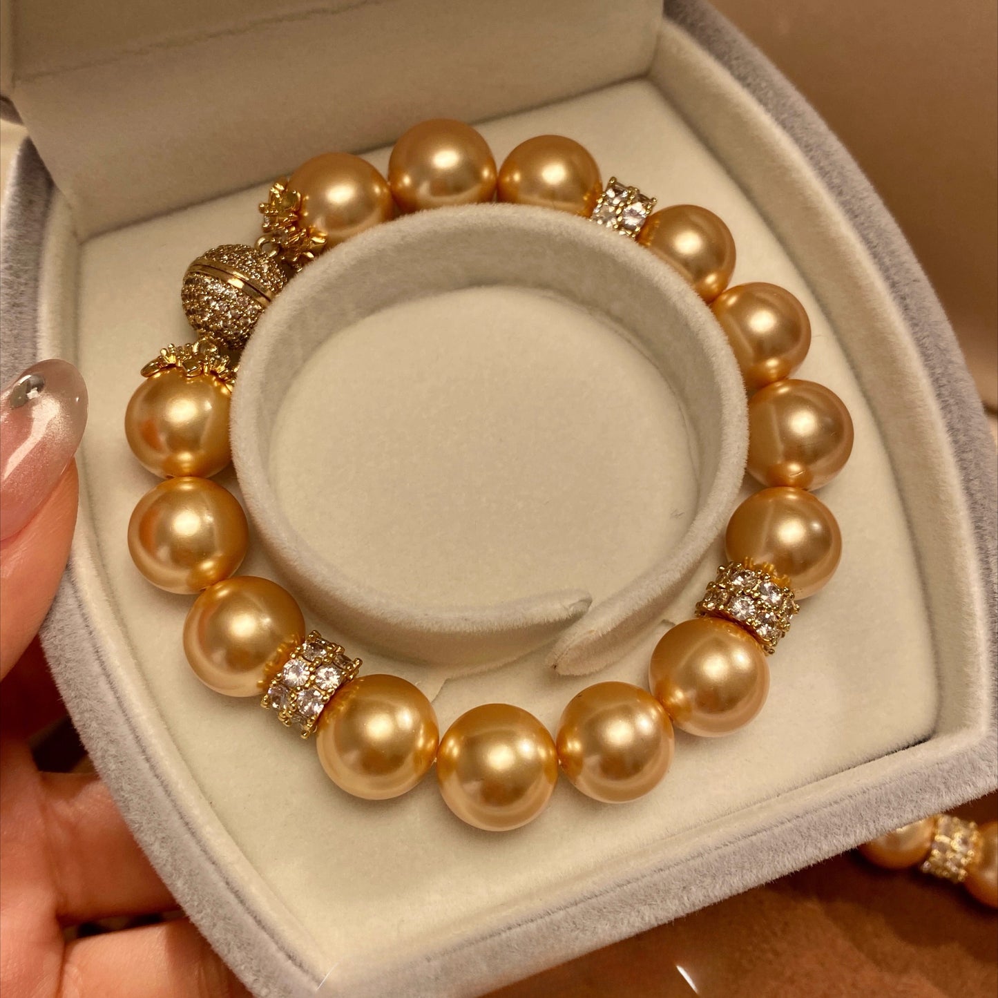 12mm Gold South Sea Pearl Bracelet - Luxury South Sea Pearls - Premium Collection