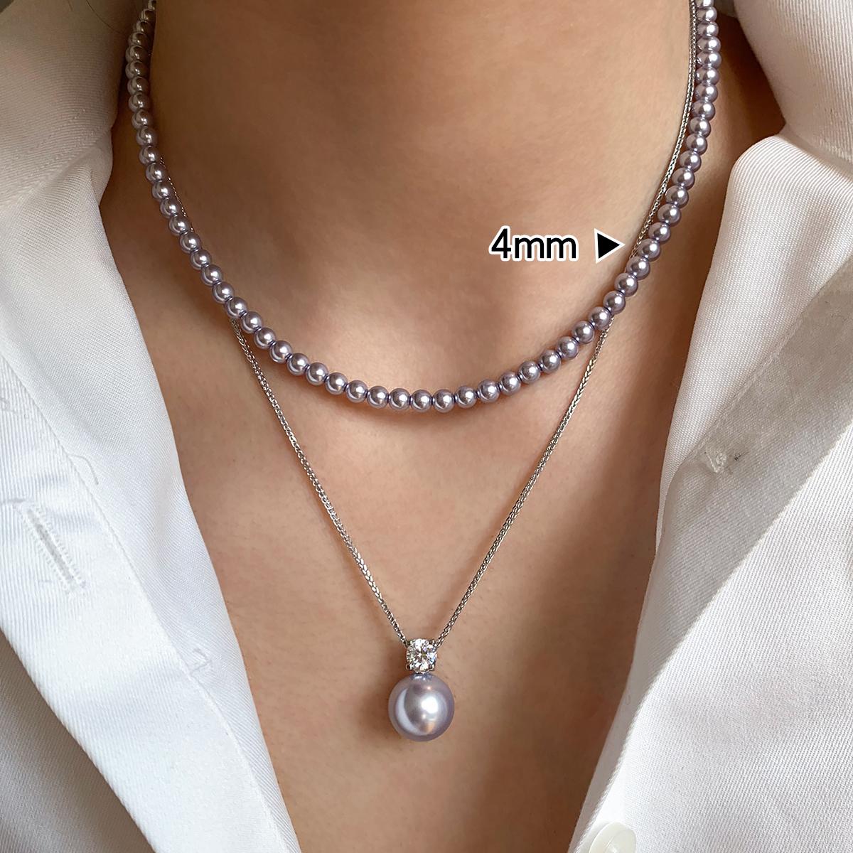 S925 sterling silver, single pearl pendant necklace, collarbone chain neck chain, white, gray pearl baby beads, can be stacked.