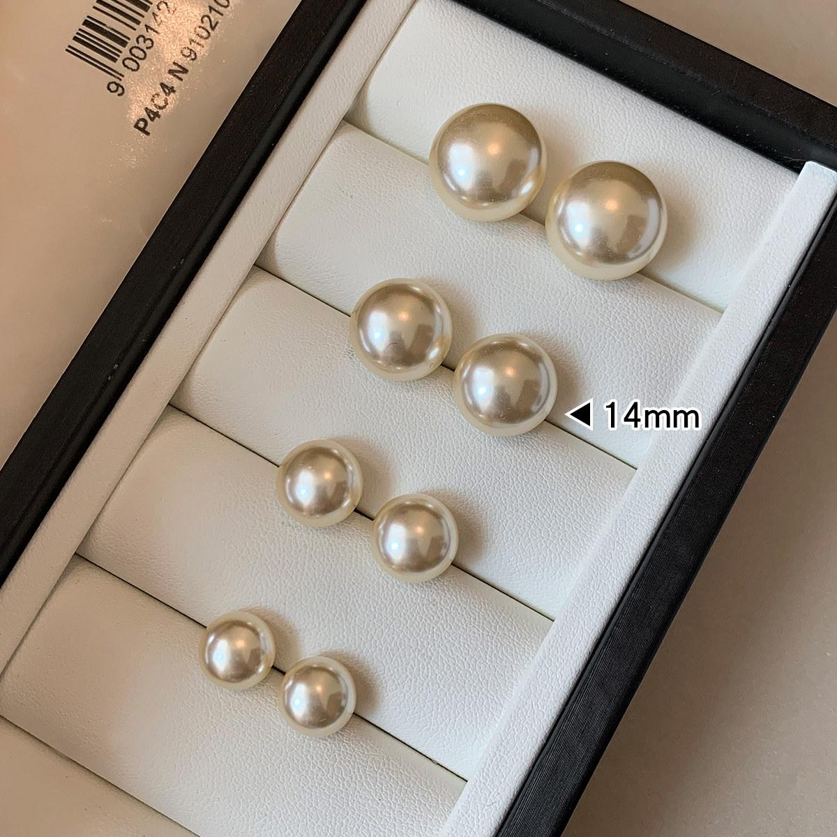 Stunning 925 Silver Pearl 12mm 14mm 16mmStud Earrings for Women Luxury Gift Trendy Flat Round Design Hypoallergenic Ear Accessories
