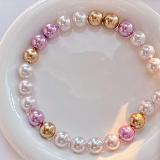 2025 New Arrival 16mm mixed colorspearl collarbone chain, pink, gold, white necklace sweet, suitable for parties, birthday gifts, mother's day gifts