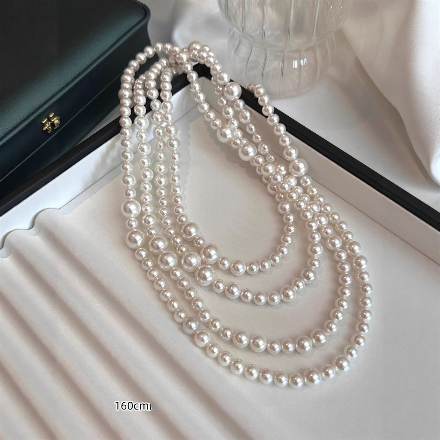 160cm Mother-of-Pearl Necklace – Long, Affordable Luxury Sweater Chain for Fall & Winter, Multi-Layered Stacking Design