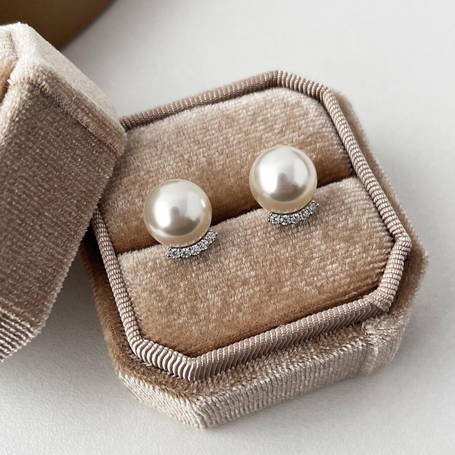 Pearl stud earrings niche high-end earrings 10mm