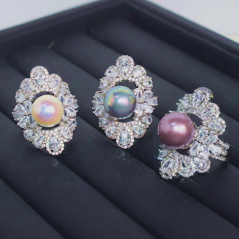 Shiny Adjustable Pearl, Ring, Perfect Round Strong Light Mother Bead, Ring, Removable, Open Ring Suitable for Party