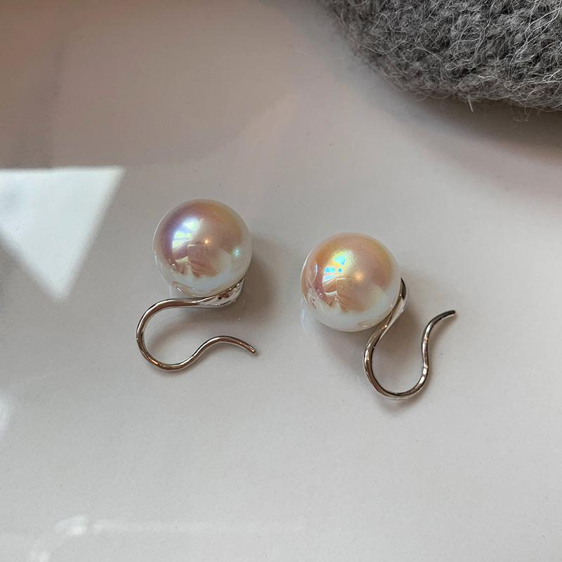 999 sterling silver, grey pearl stud earrings for women, high heels, earrings.