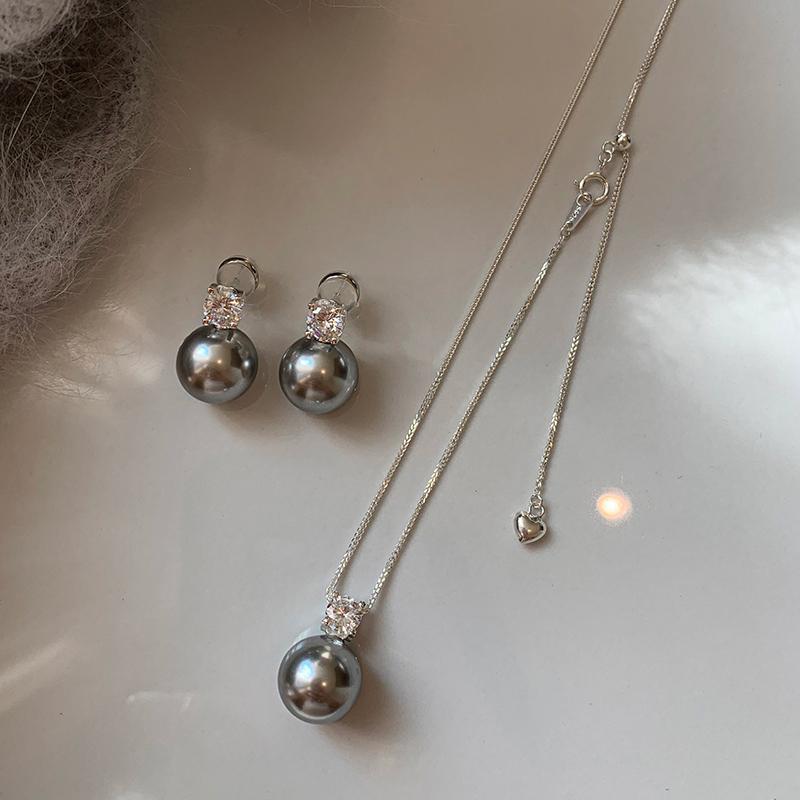 S925 sterling silver, single pearl pendant necklace, collarbone chain neck chain, white, gray pearl baby beads, can be stacked.