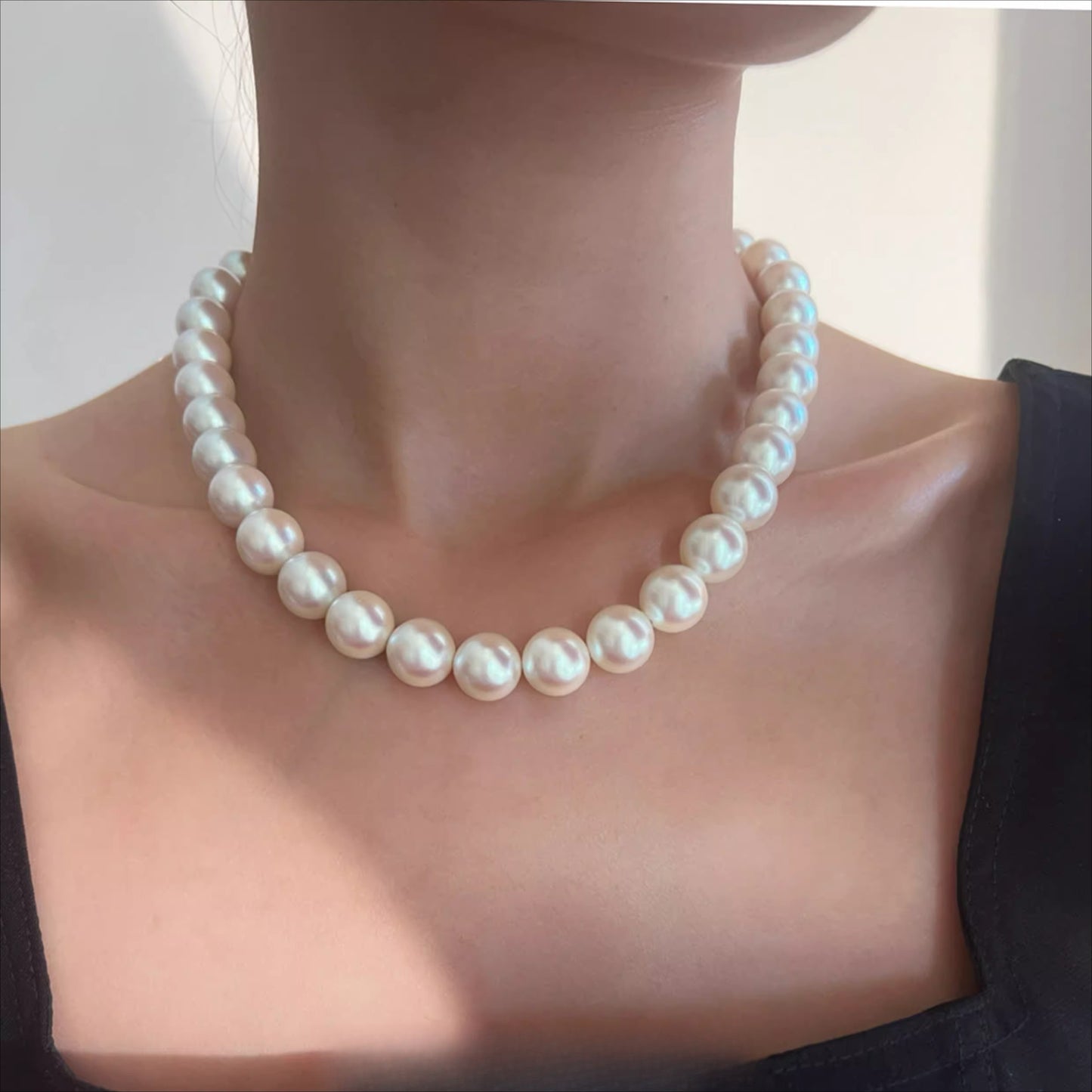 Clean & High-End Version  10mm Pink Pearl Necklace – High-End Women’s Clavicle Chain