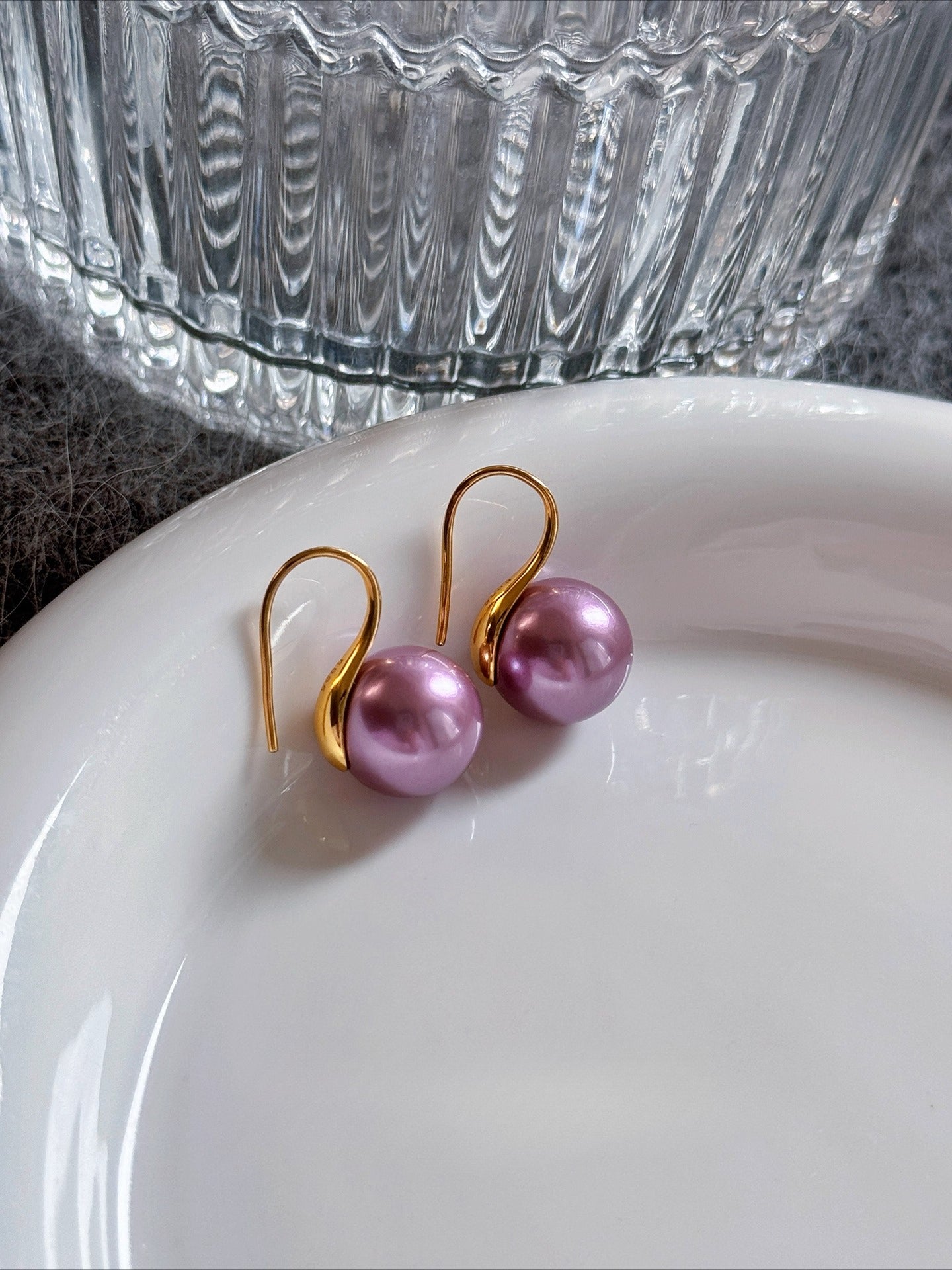 Violet Pearl Ear Hook Earrings for Women | 2025 New Trend | Light Luxury Niche Design | High Heels Style | Sterling Silver with High-End Appeal