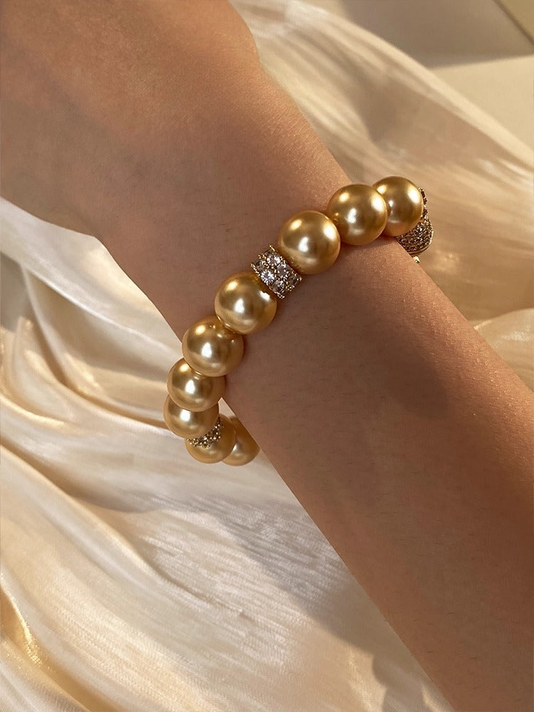 12mm Gold South Sea Pearl Bracelet - Luxury South Sea Pearls - Premium Collection