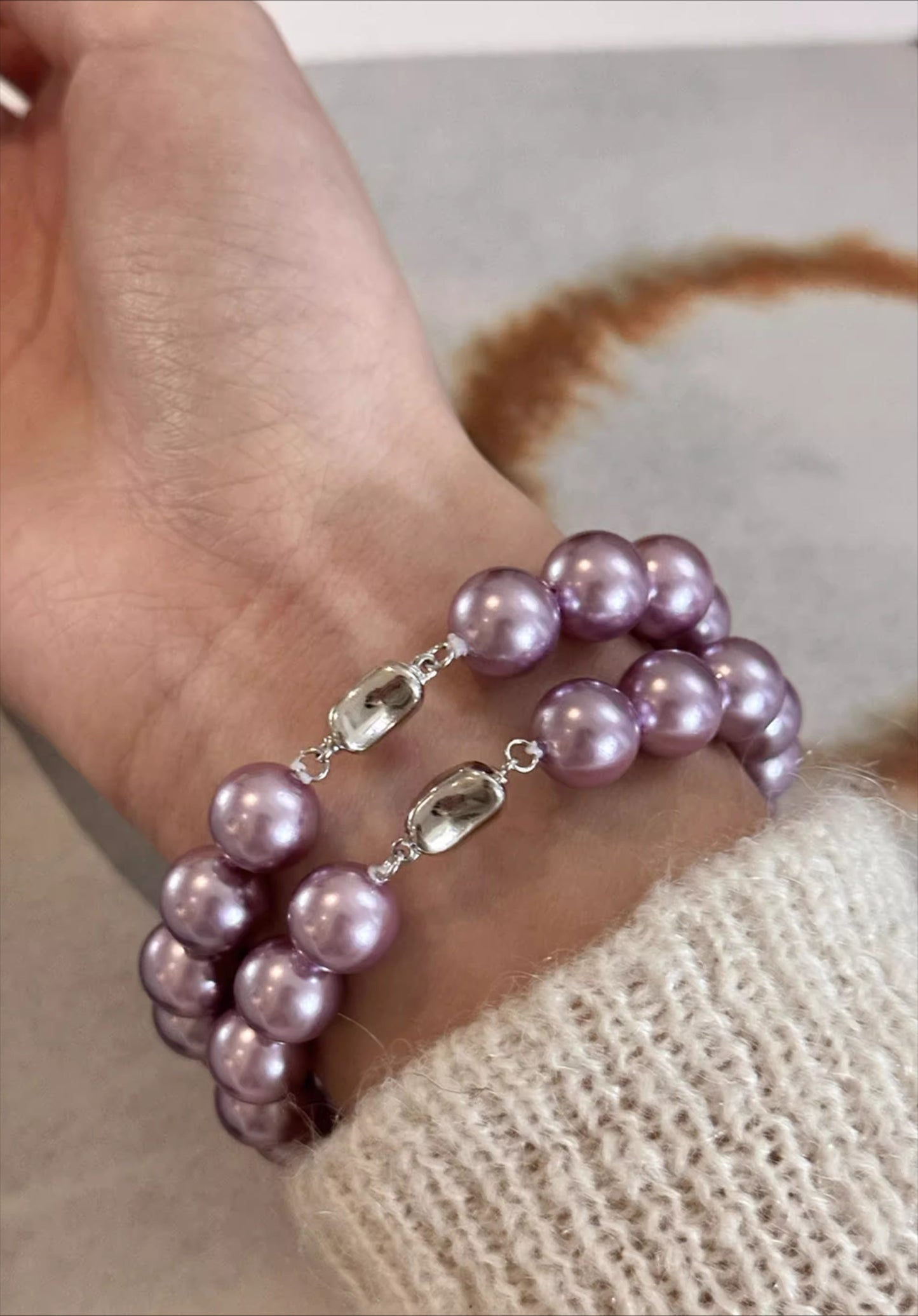 Violet Purple Pearl Bracelet – Women’s Exquisite High-End French Temperament Jewelry