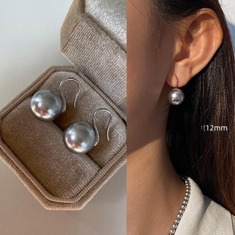 French Elegant High Heel Pearl Hook Earrings 12mm Pearl Stud Earrings Ear Hook 10mm For Daily Dating Gifts Fashion Women Jewelry
