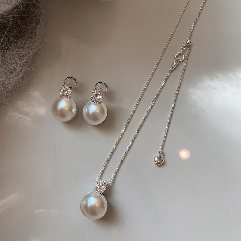 S925 sterling silver, single pearl pendant necklace, collarbone chain neck chain, white, gray pearl baby beads, can be stacked.
