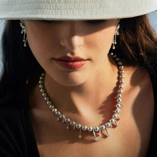 6mm Shell Pearl Necklace Elegant Minimalist Beads Necklace Luxury Starfall Design Jewelry for Women Birthday Gift