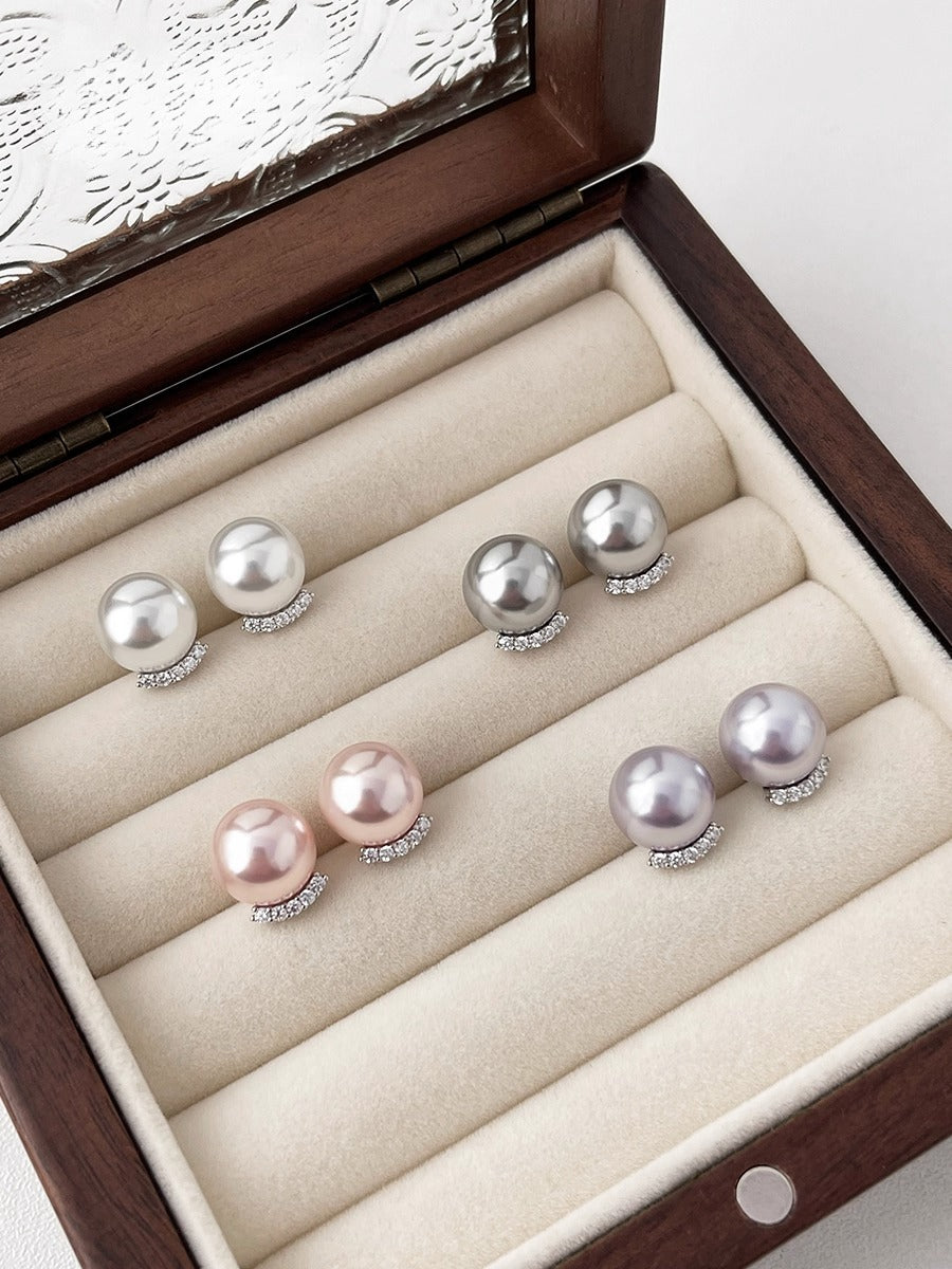 Simple Temperament Eyelash Pearl Stud Earrings | Milk White Pearl | Niche High-End Design | S925 Sterling Silver Earrings for Women