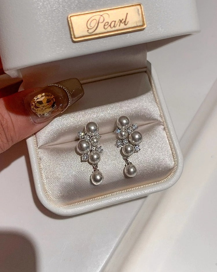 S925 Silver Needle Pink Pearl Grape Earrings for Women | High-End Light Luxury | Unique & Beautiful Temperament | Exquisite Stud Earrings