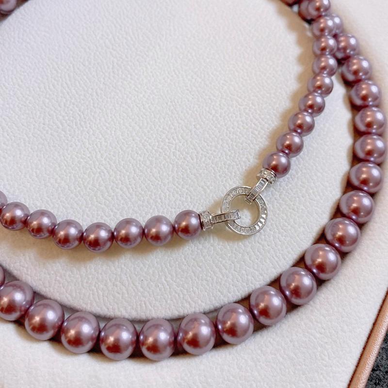 Purple, natural Australian mother shell pearl necklace, popular, light luxury niche high-end neck chain, suitable for graduation ceremonies, birthday gifts, Mother's Day gifts