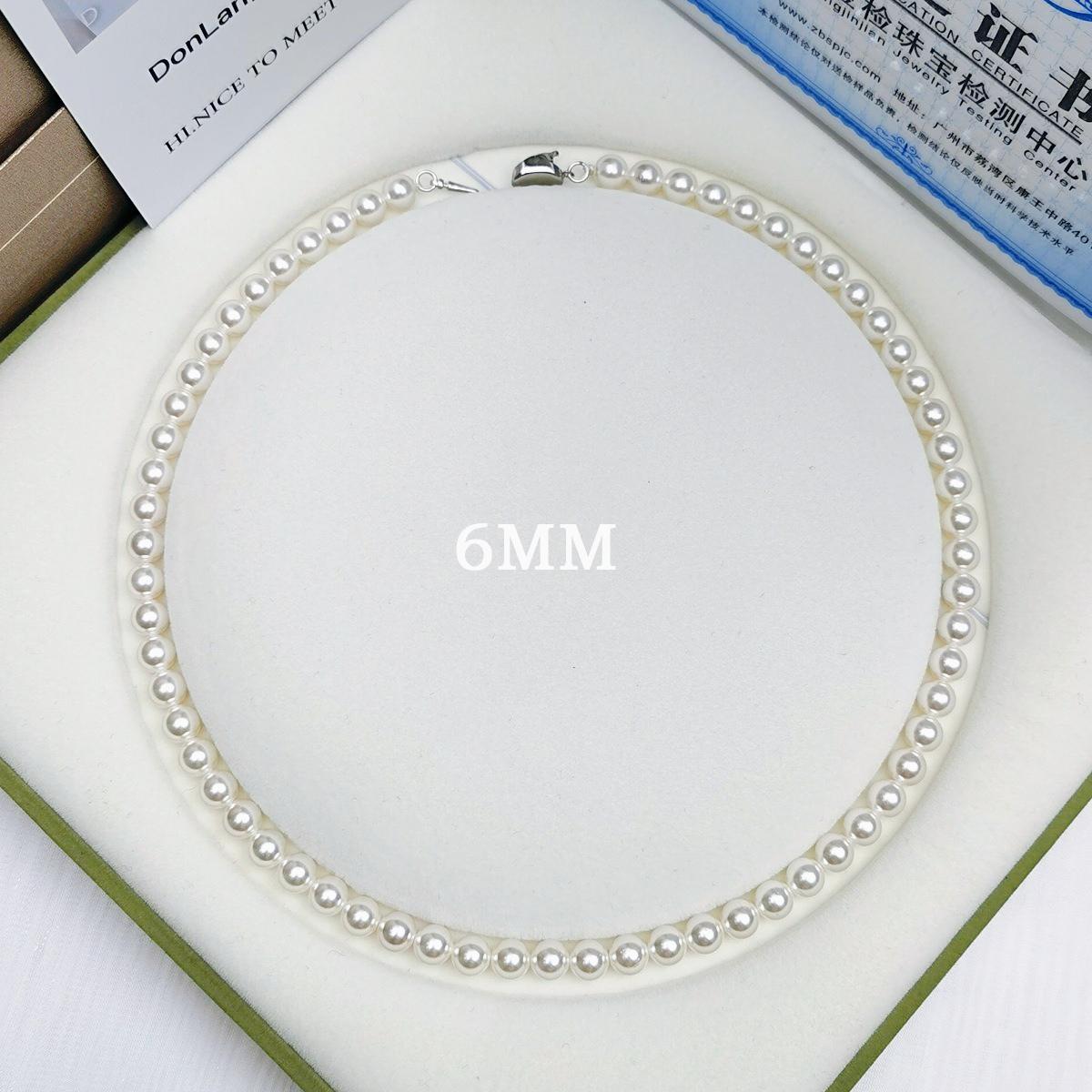 Natural Australian mother shell pearl necklace 925 silver ingot button, strong light and high quality, bead white color necklace 6mm-12mm suitable for graduation ceremony, birthday gift, Mother's Day gift