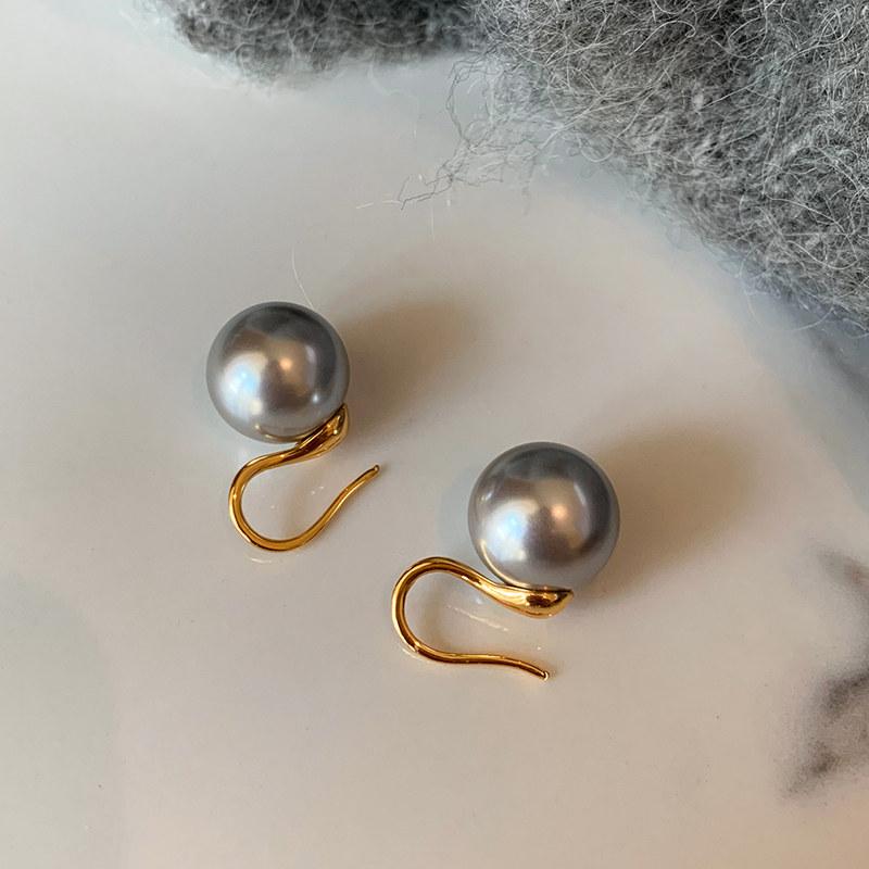 Classic 10mm Iridescent Pearl Earrings Women High Heel Stud Ear Hook Premium Shiny Jewelry Trendy