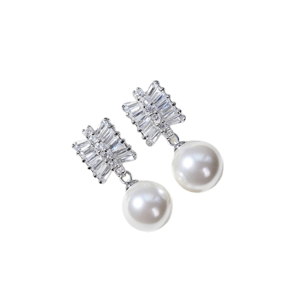 Aurora Crystal Bow Pearl Drop Earrings