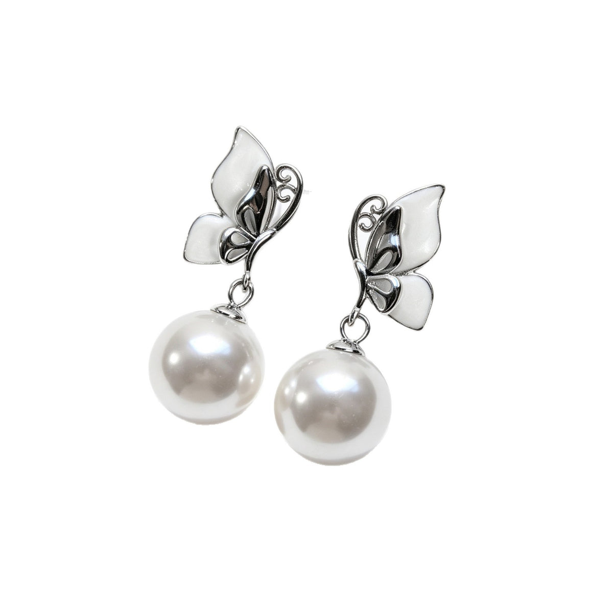 Papillon Wing Pearl Drop Earrings