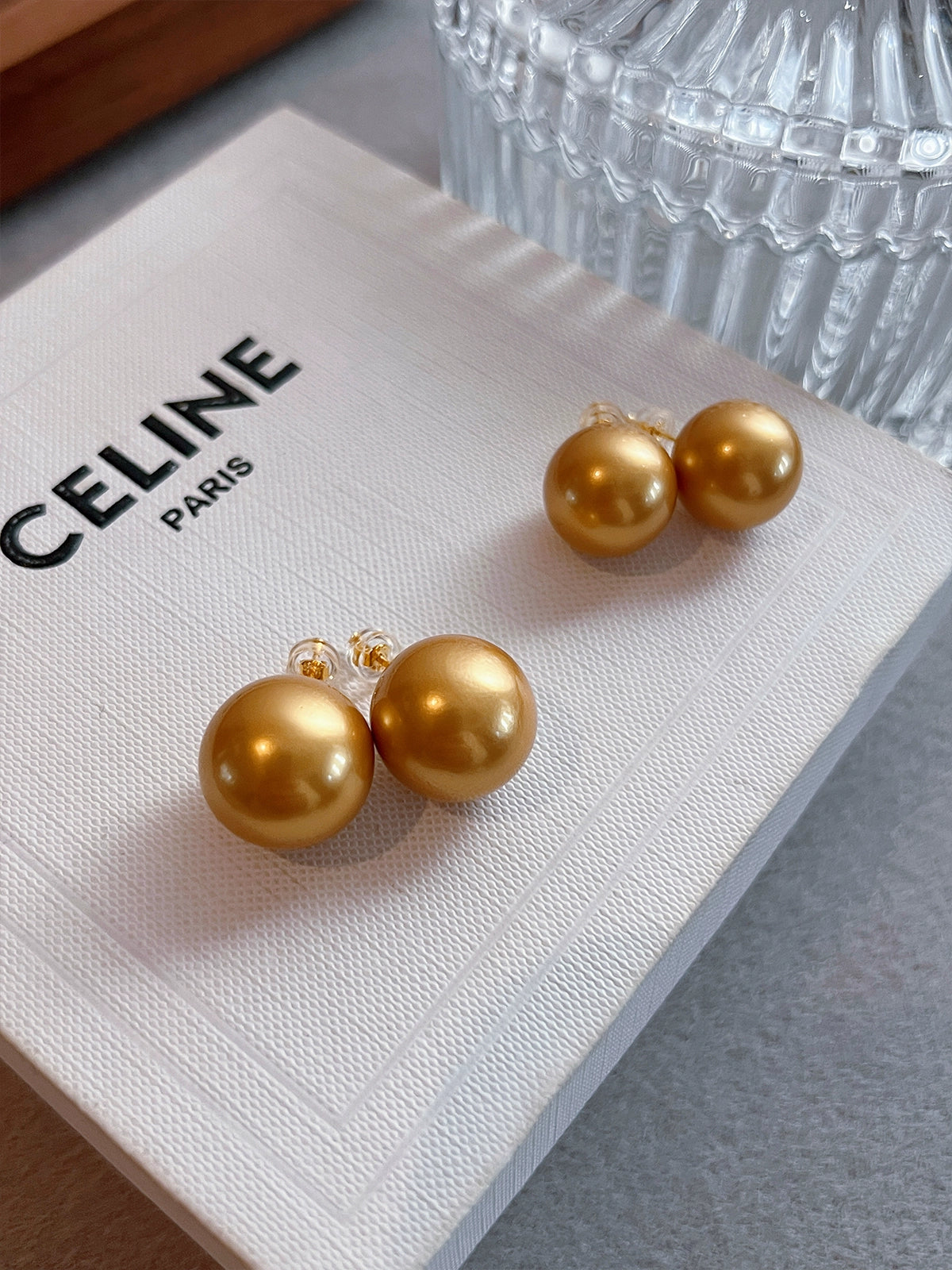 Nanyang Gold Pearl Earrings | 14mm French Design | 925 Silver Needle | Explosive Light Luxury | Premium Exquisite Beauty Earrings